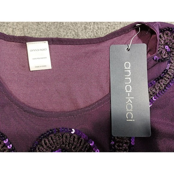 Anna-Kaci  Womens Sleeveless Floral Embroidery Beaded Sequin Mini Dress Purple - Picture 10 of 11